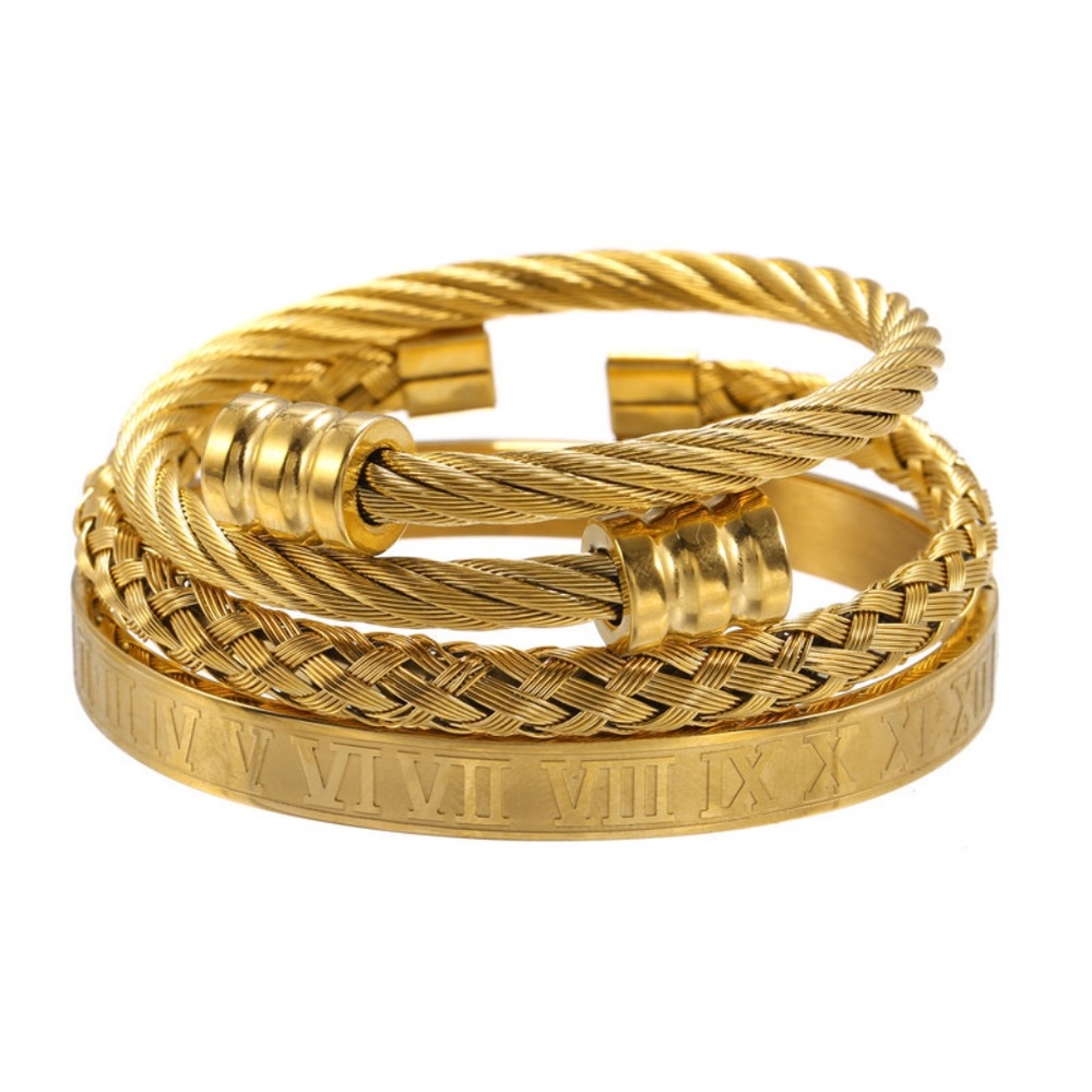 Men’s Titanium Stainless Steel Bracelet Set